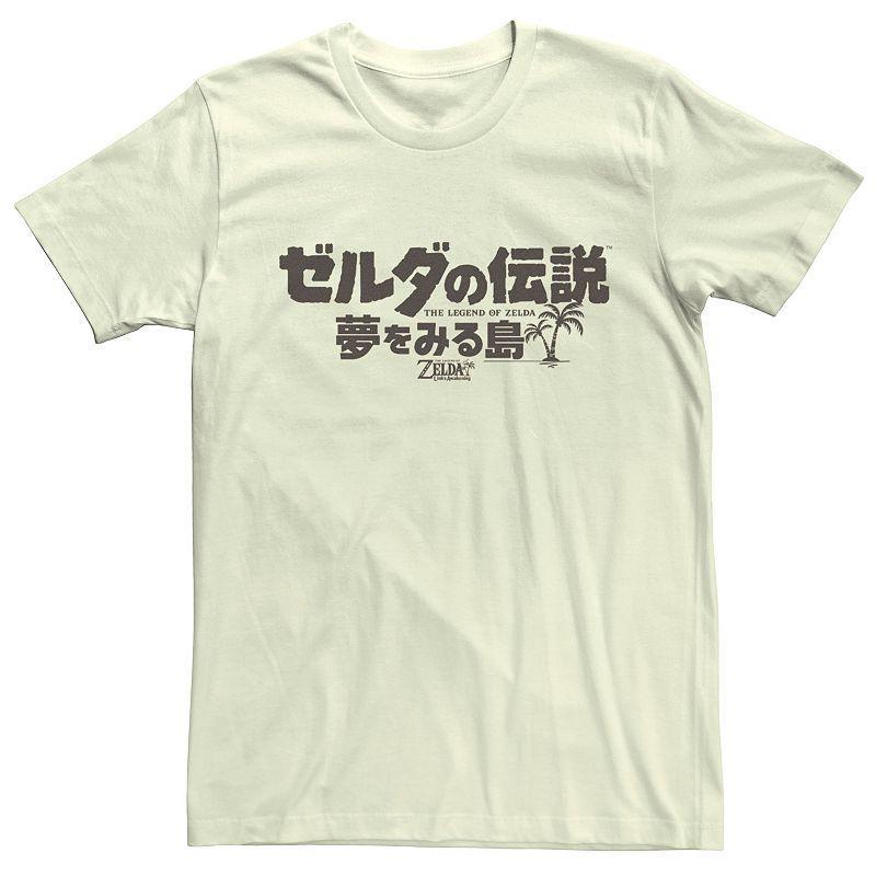 Men's Nintendo Link's Awakening Japan Brown Text Short Sleeve Tee, Size: 3XL, Natural Product Image