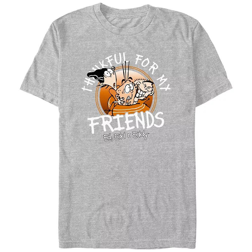 Men's Ed, Edd N Eddy Thankful For My Friends Graphic Tee, Size: Large, Athletic Grey Product Image