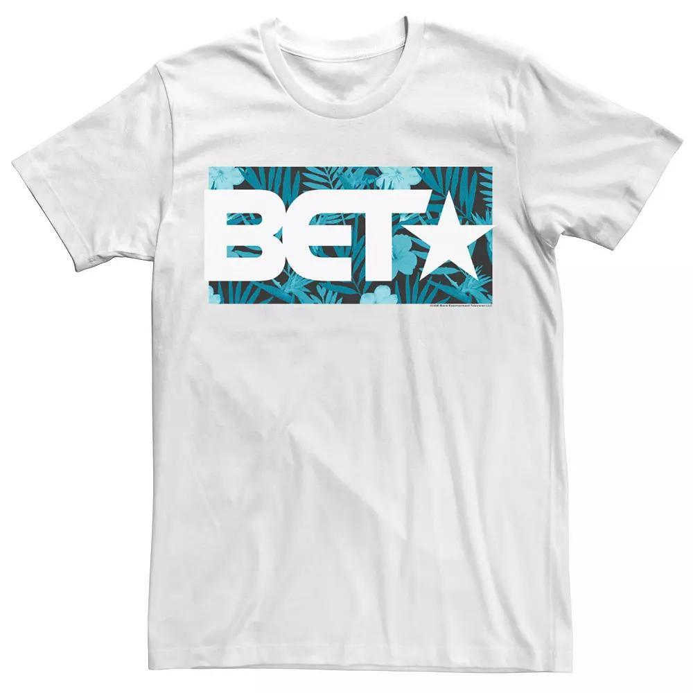 Men's BET Blue Floral Logo Square Tee, Size: Large, White Product Image
