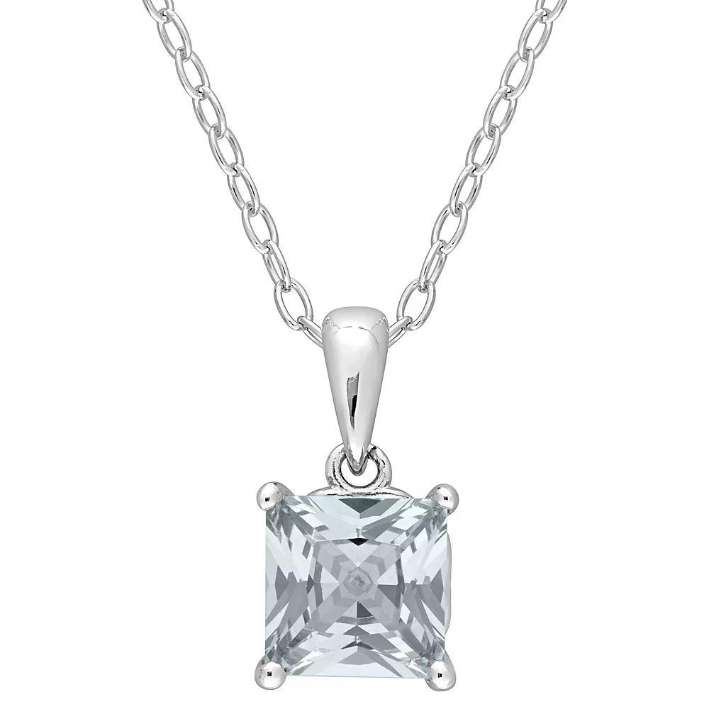 Stella Grace Sterling Silver & Gemstone Stud Pendant Necklace, Women's, Size: 18", Created Blue Spinel Product Image