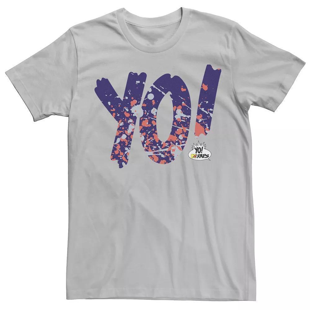 Men's Yo! MTV Raps Splattered Paint Short Sleeve Tee, Size: 3XL, Silver Product Image