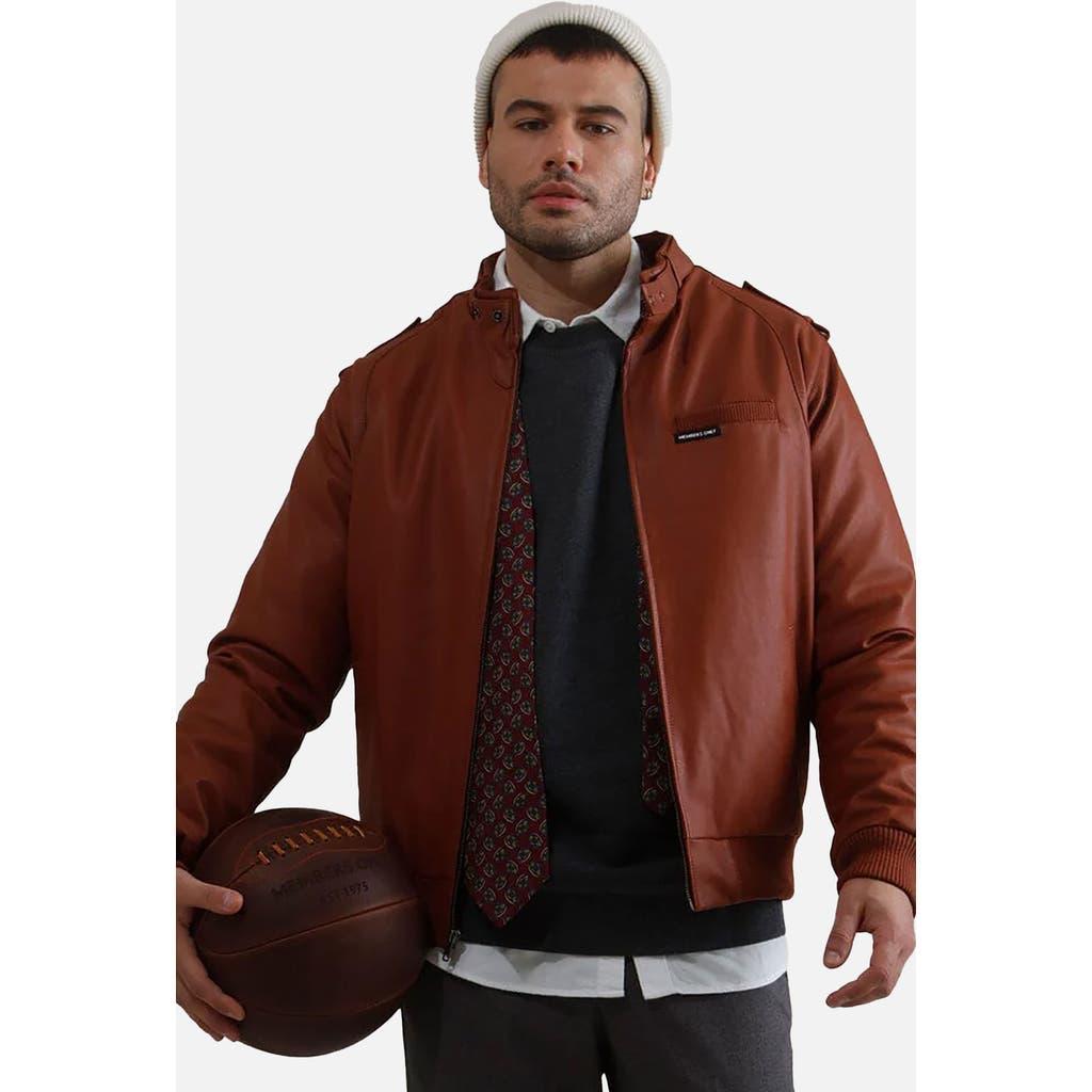 Members Only Men's Faux Leather Iconic Racer Jacket in Cognac at Nordstrom, Size Large Product Image
