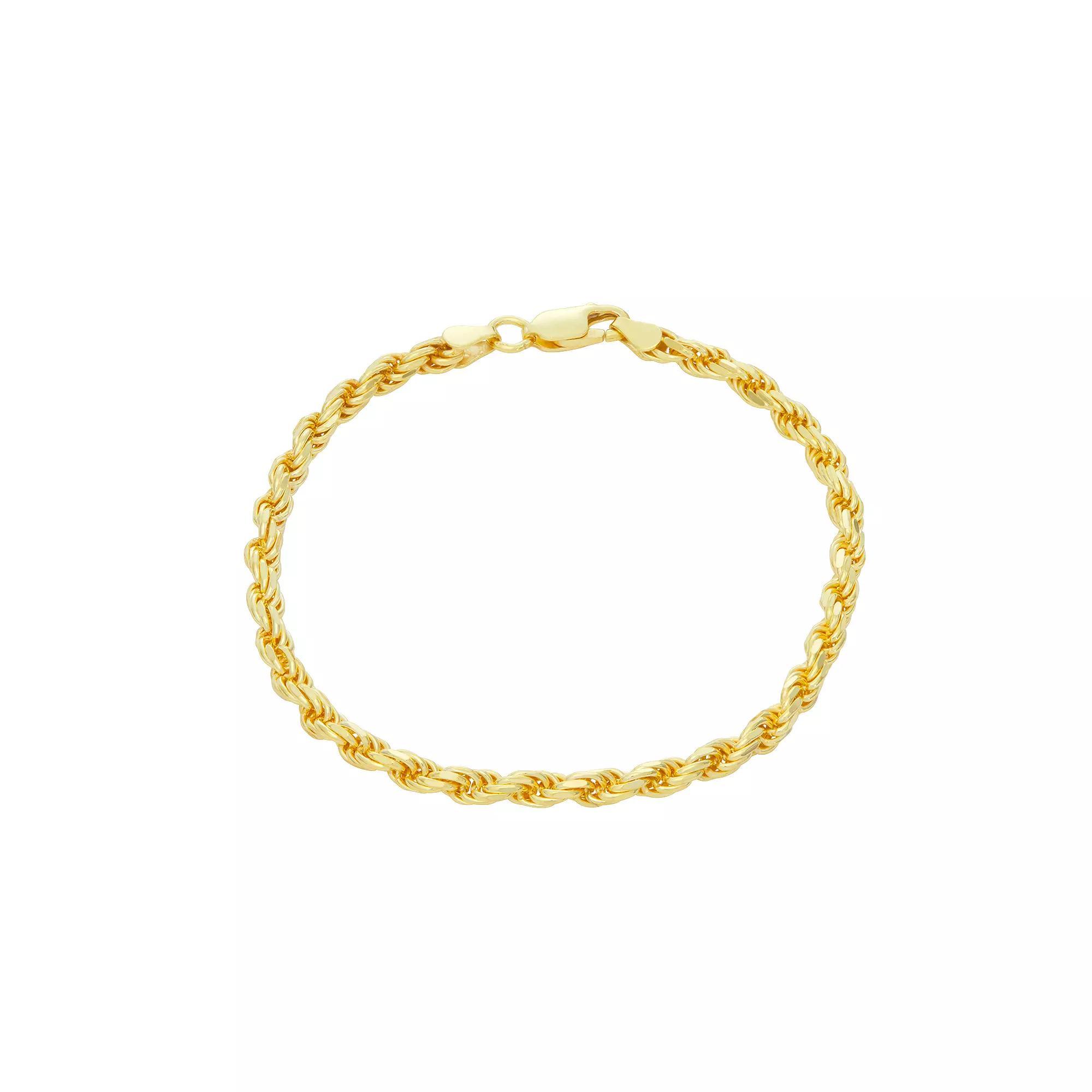 Giorgio di Vicenza Sterling Silver Men's Italian Rope Chain Bracelet, Size: 8.5", Gold Tone Product Image