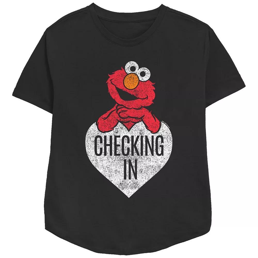 Women's PBS Kids Sesame Street Elmo Checking In Graphic Tee, Size: Small, Black Product Image