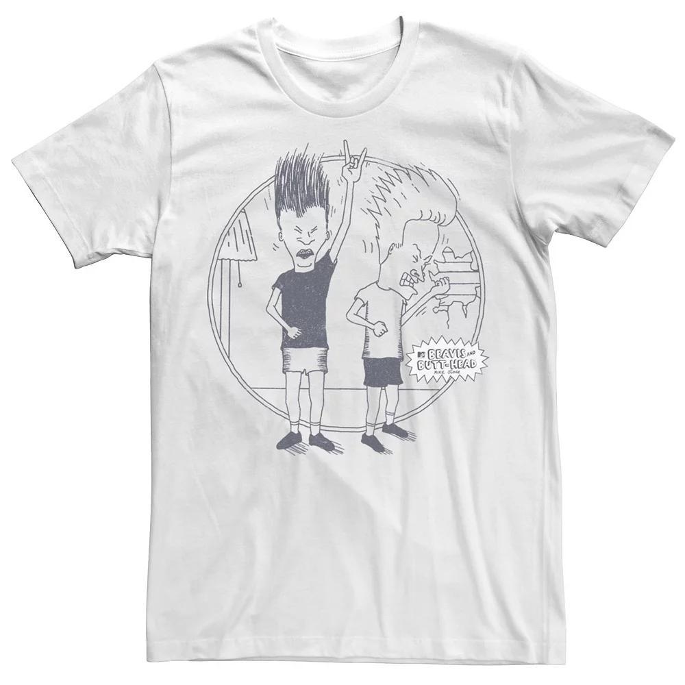Men's Beavis And Butthead Rock Out Outline Short Sleeve Tee, Size: XL, White Product Image