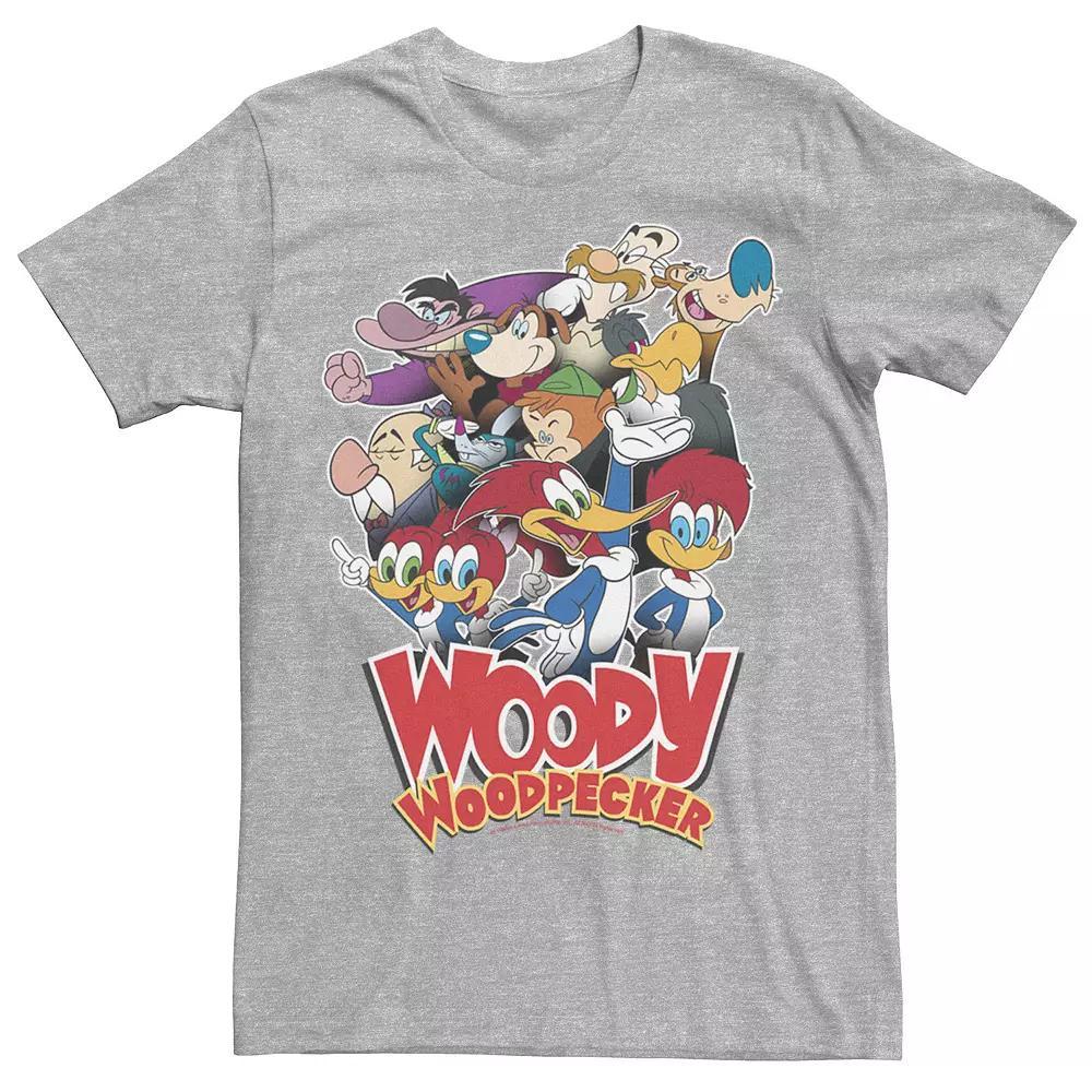 Men's Woody Woodpecker Group Shot Vintage Poster Tee, Size: XL, Athletic Grey Product Image