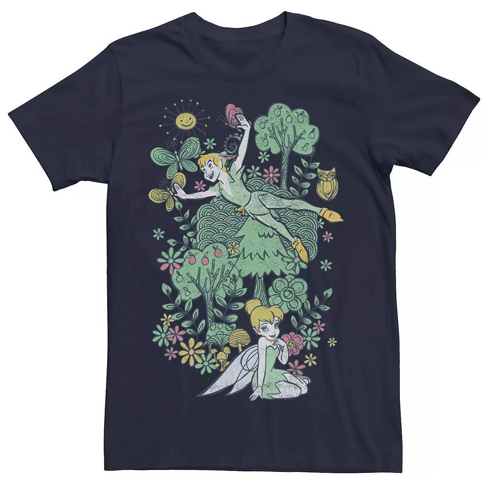 Disneys Peter Pan Tinkerbell Summer Doodle Mens Tee Blue Product Image