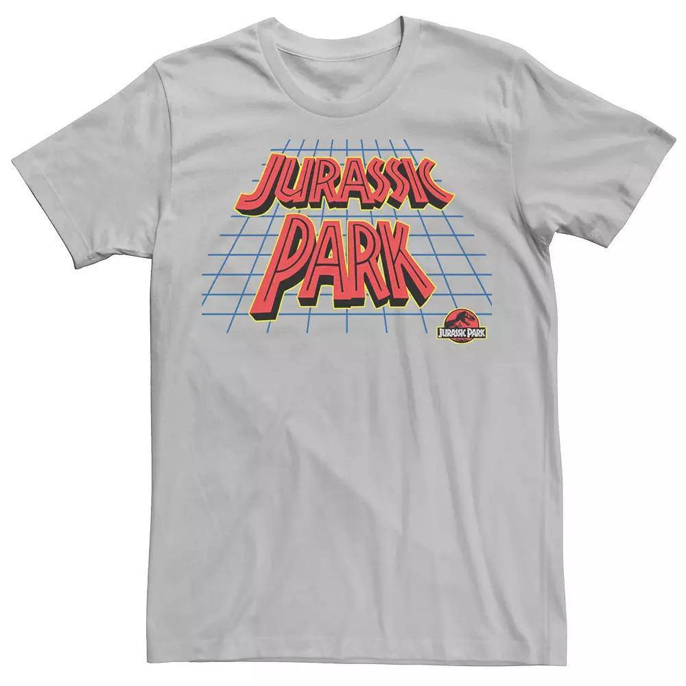 Men's Jurassic Park Tilted Grid Logo Tee, Size: XL, Silver Product Image