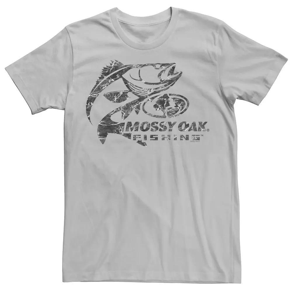 Men's Mossy Oak Fishing Bass Monochrome Water Surface Graphic Tee, Size: Small, Silver Product Image
