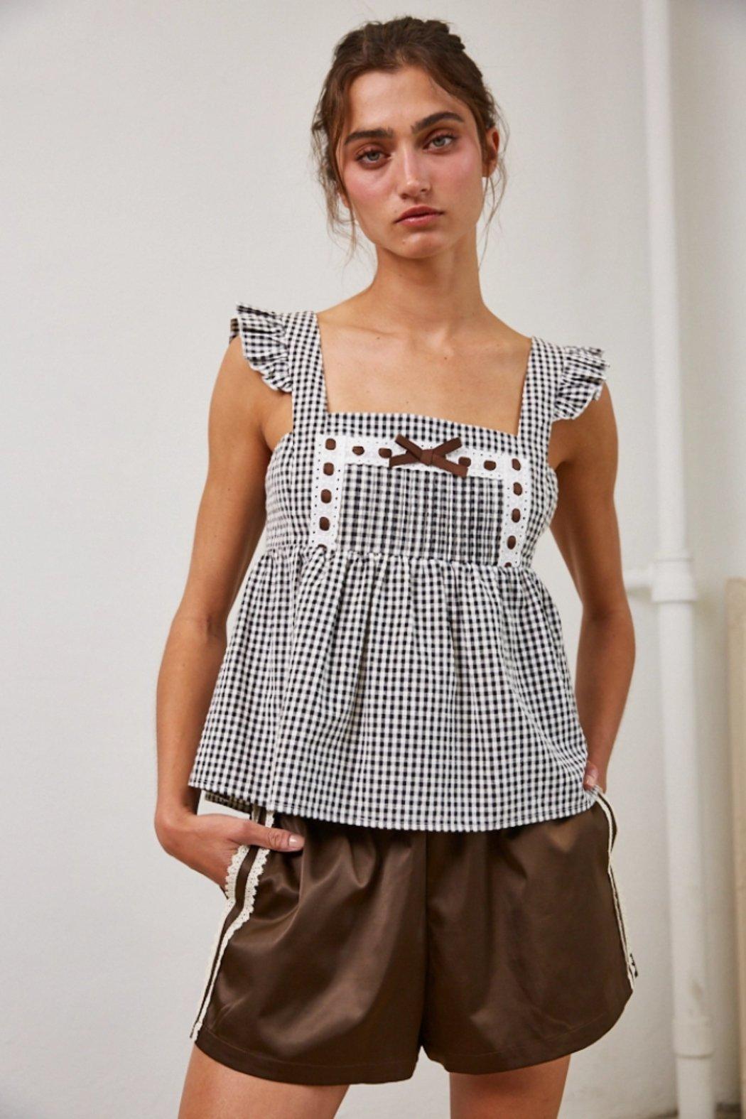 Gingham Bow Tie Top Product Image