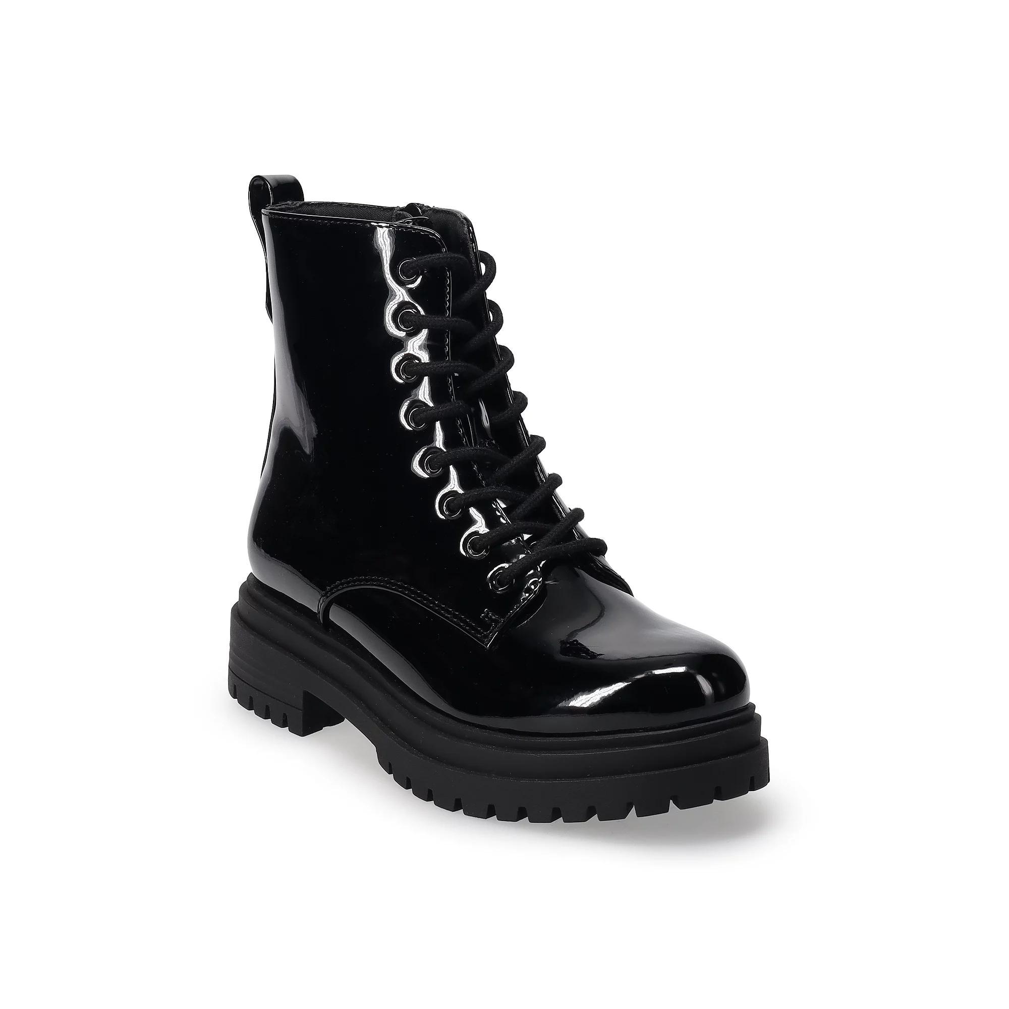 SO® Meela Women's Lace-Up Combat Boots, Size: 5.5, Blackpat Product Image