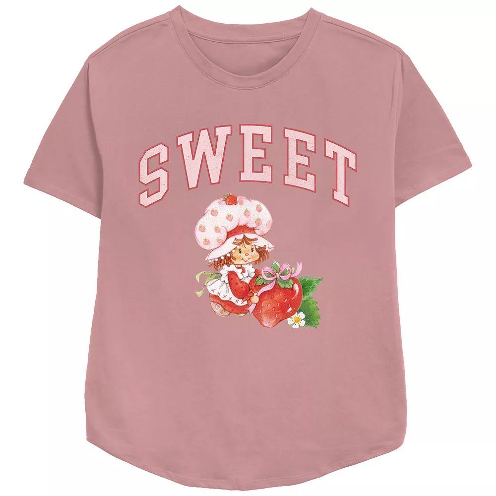 Women's Strawberry Shortcake Sweet Relaxed Fit Graphic Tee, Girl's, Size: Large, Pink Product Image
