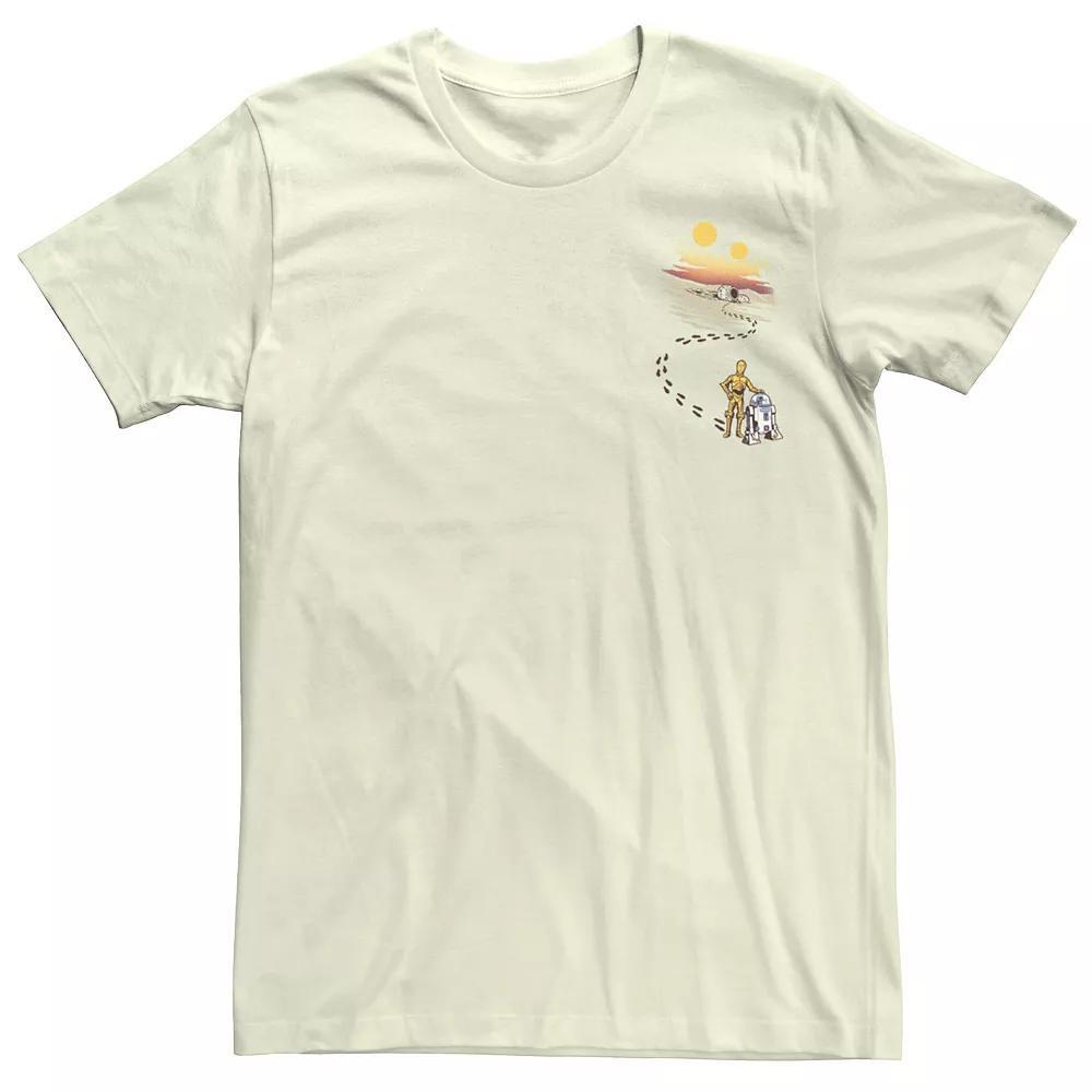 Men's Star Wars C-3PO R2-D2 Desert Footprints Tee, Size: Medium, Natural Product Image