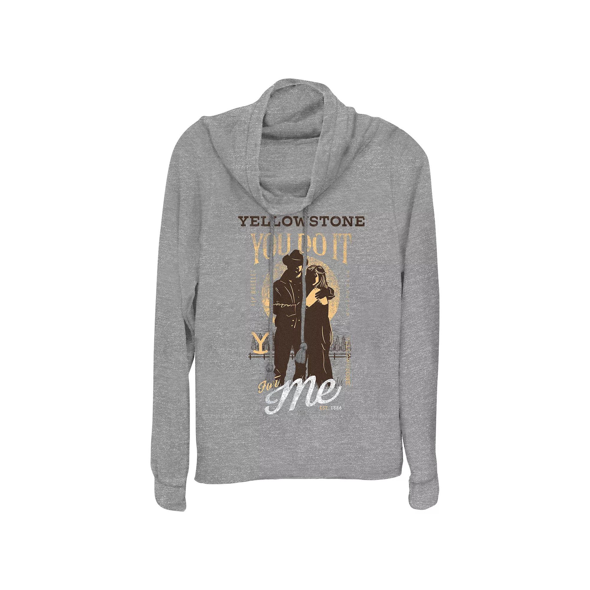Women's Yellowstone You Do It For Me Cowlneck Graphic Lightweight Long Sleeve, Girl's, Size: Large, Gray Grey Product Image