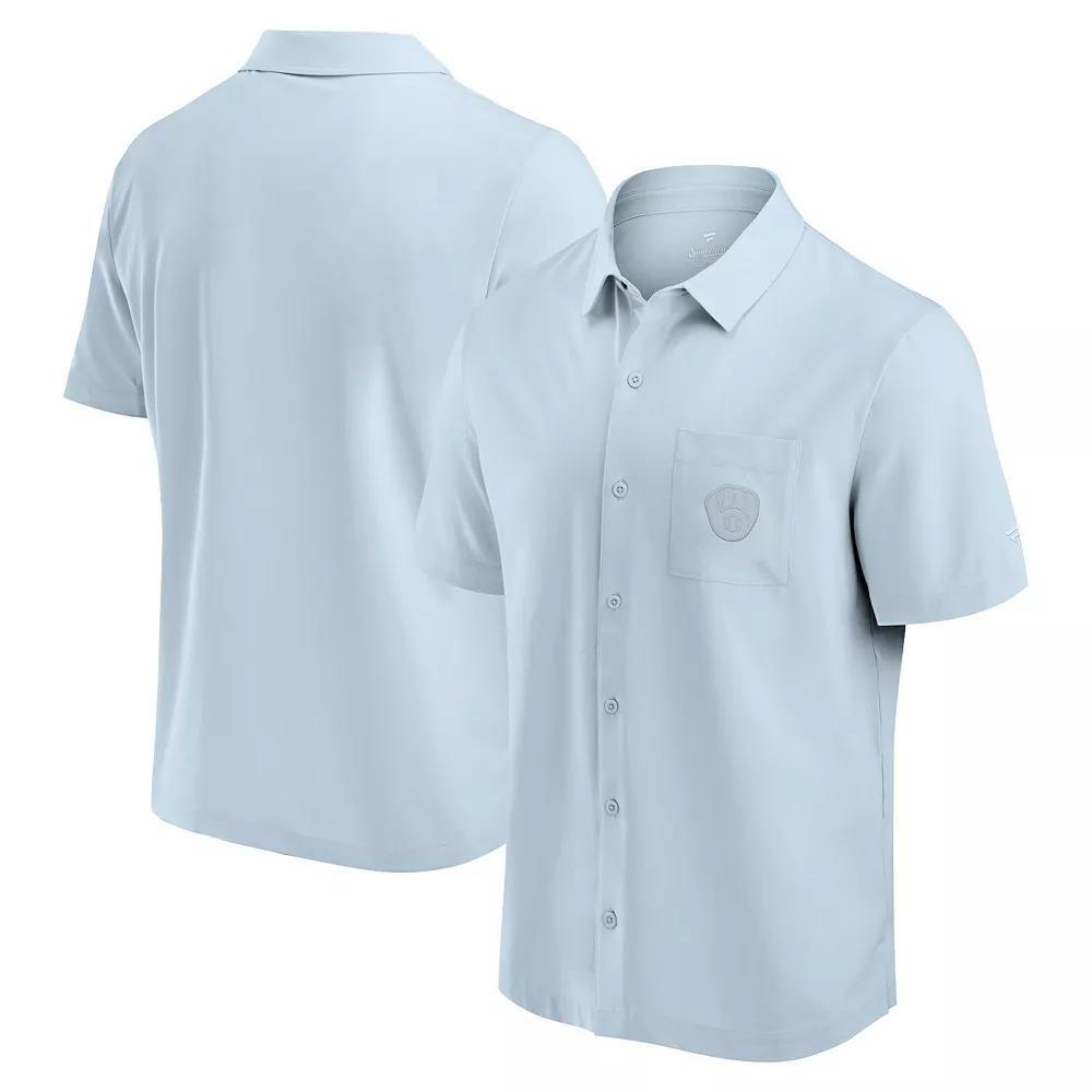 Men's Fanatics Light Blue Milwaukee Brewers Front Office Button-Up Shirt, Size: XXL Product Image