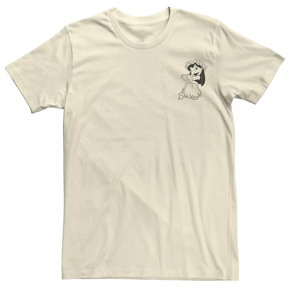 Men's Lilo And Stitch Vintaged Lined Lilo Pocket Hit Tee, Size: Medium, Natural Product Image
