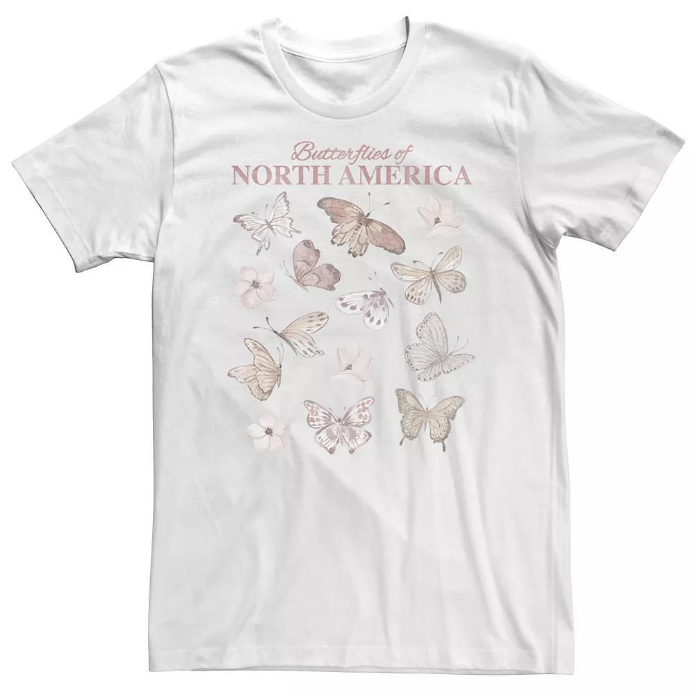Big & Tall Trendy North American Butterfly Chart Tee, Men's, Size: 4XL, White Product Image