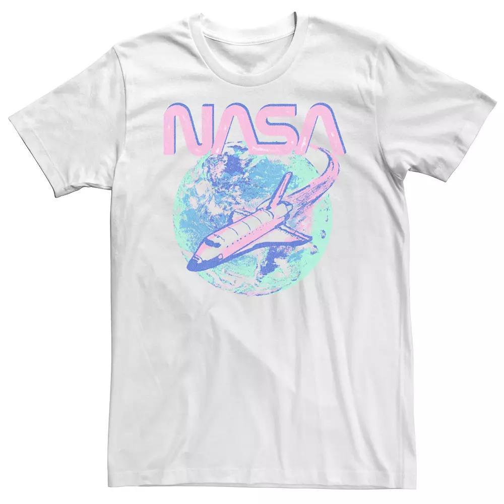 Men's NASA Pastel Rocket Earth Logo Tee, Size: 3XL, White Product Image