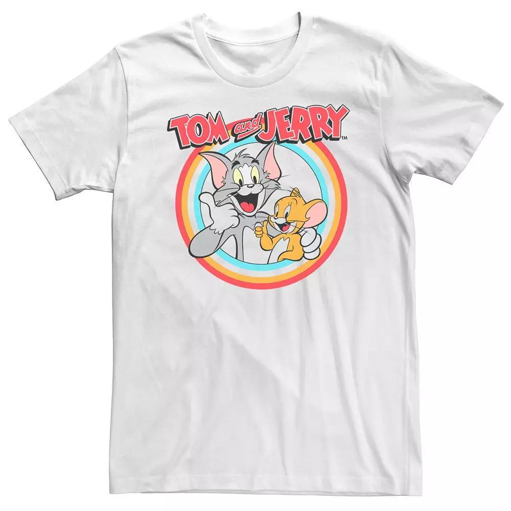 Big & Tall Tom And Jerry Cartoon Thumbs Up Circles Tee, Men's, Size: XXL Tall, White Product Image