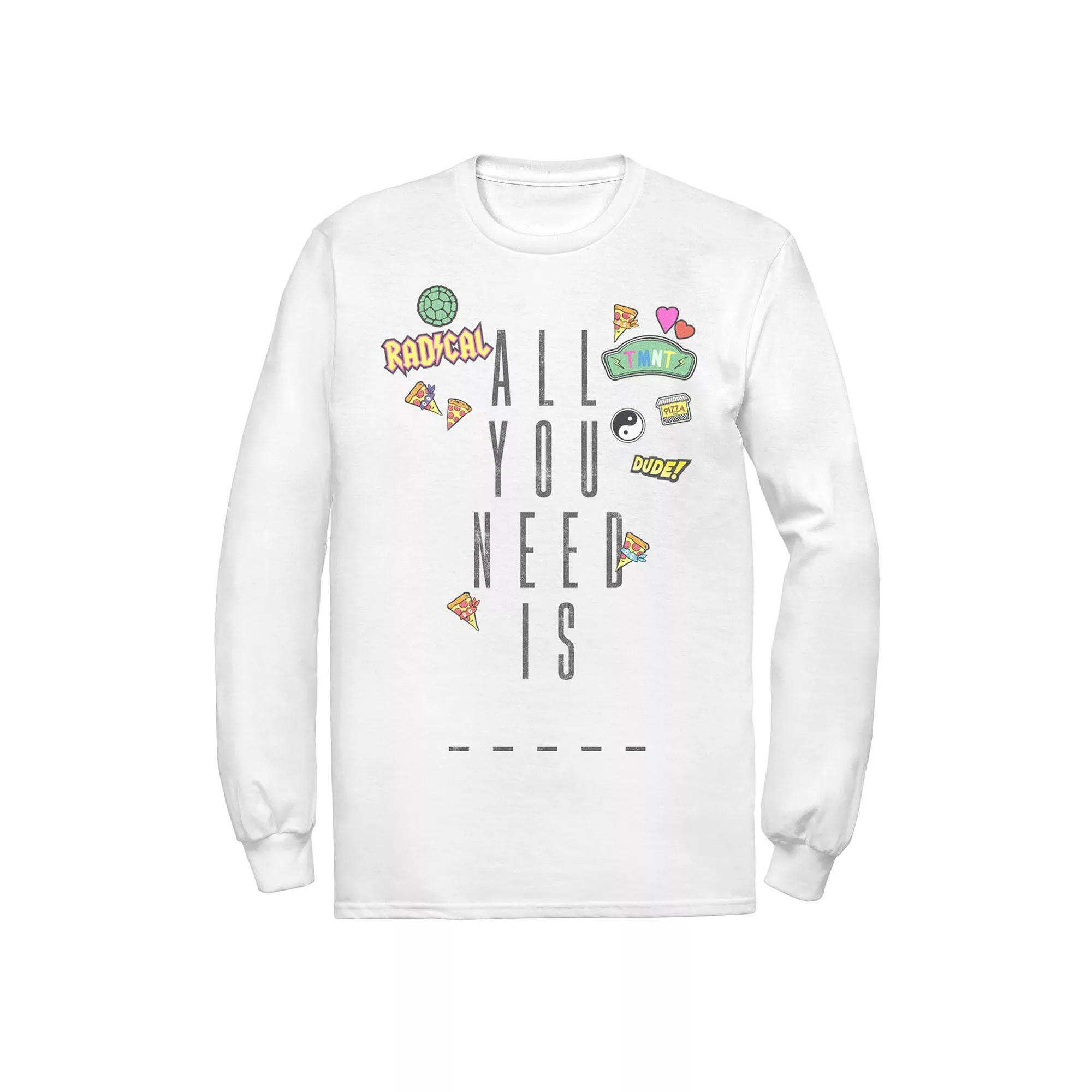 Men's Ninja Turtles All You Need Is Fill The Blank Collage Long Sleeve Tee, Size: XL, White Product Image