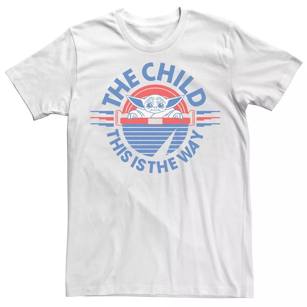 Men's Star Wars: The Mandalorian The Child Retro White & Blue Pod Tee, Size: Medium Product Image