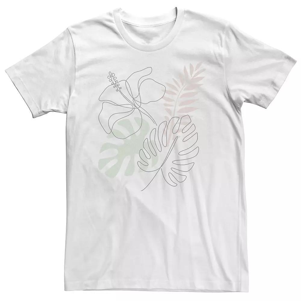 Big & Tall Trendy Tropical Outline Tee, Men's, Size: 4XLT, White Product Image