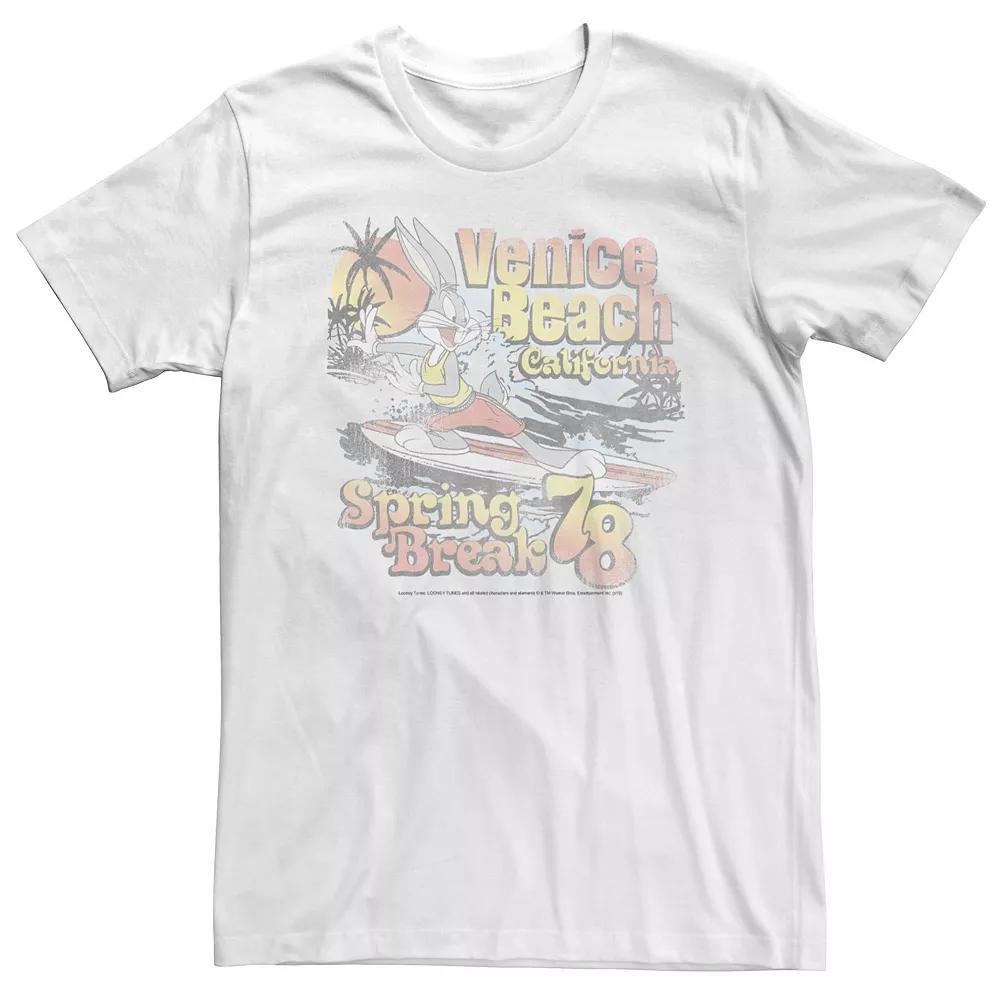 Big & Tall Looney Tunes Bugs Bunny Venice Beach Spring Break 78 Tee, Men's, Size: XXL Tall, White Product Image
