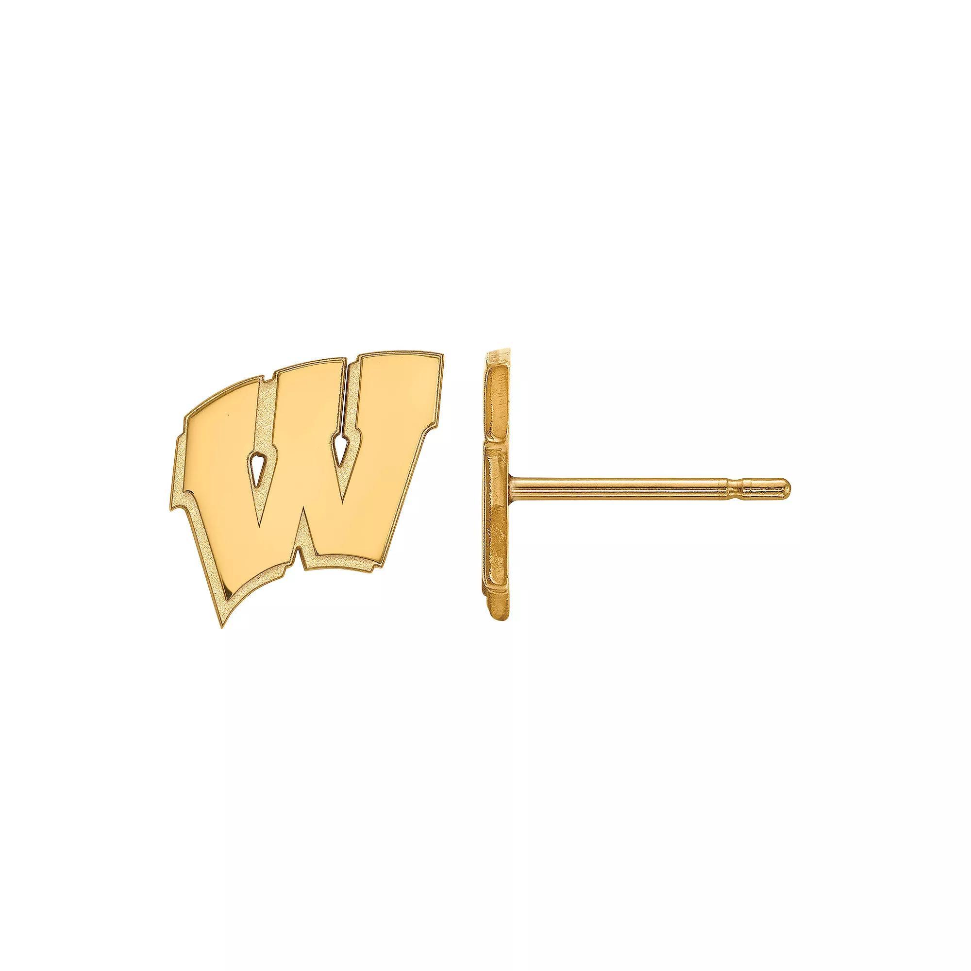 LogoArt 14k Gold over Sterling Silver Wisconsin Badgers Post Earrings, Women's, Size: 9MM, 14k Gold Plated Product Image