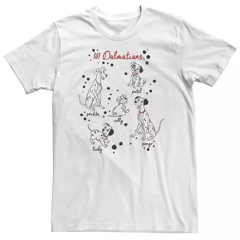 Big & Tall Disney 101 Dalmatians Puppy Names Tee, Men's, Size: XXL Tall, White Product Image