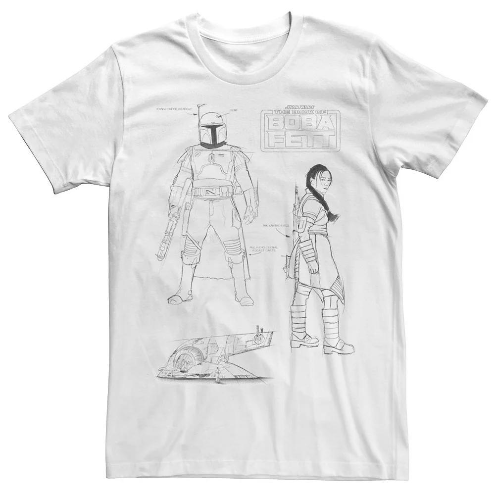 Men's Star Wars The Book Of Boba FettLine Art Collage Tee, Size: Large, White Product Image