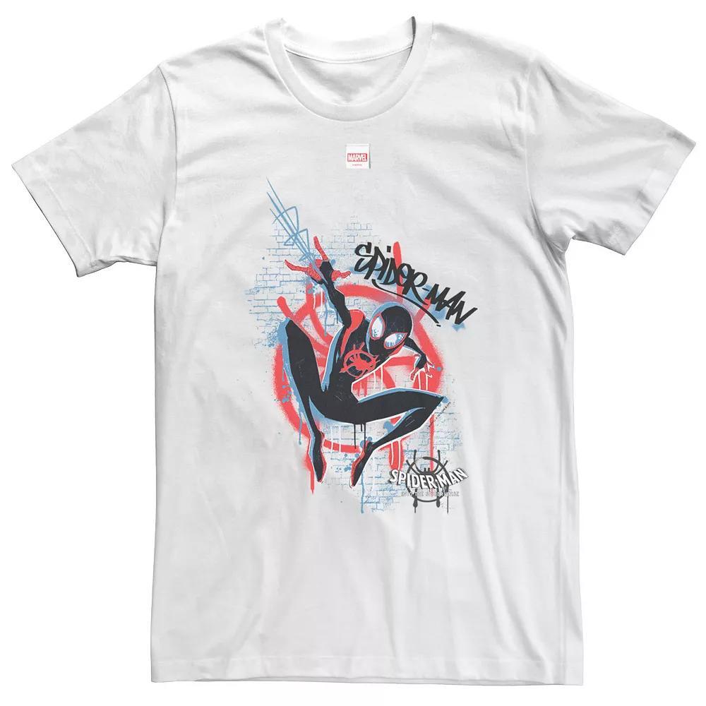 Big & Tall Marvel Spiderverse Blue Red Brick Graffiti Tee, Men's, Size: 5XL, White Product Image