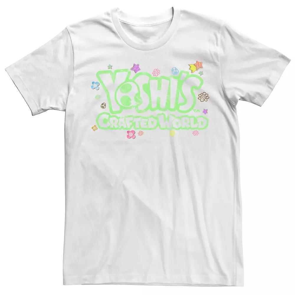 Men's Nintendo Yoshi's Crafted World Floral Logo Tee, Size: Large, White Product Image