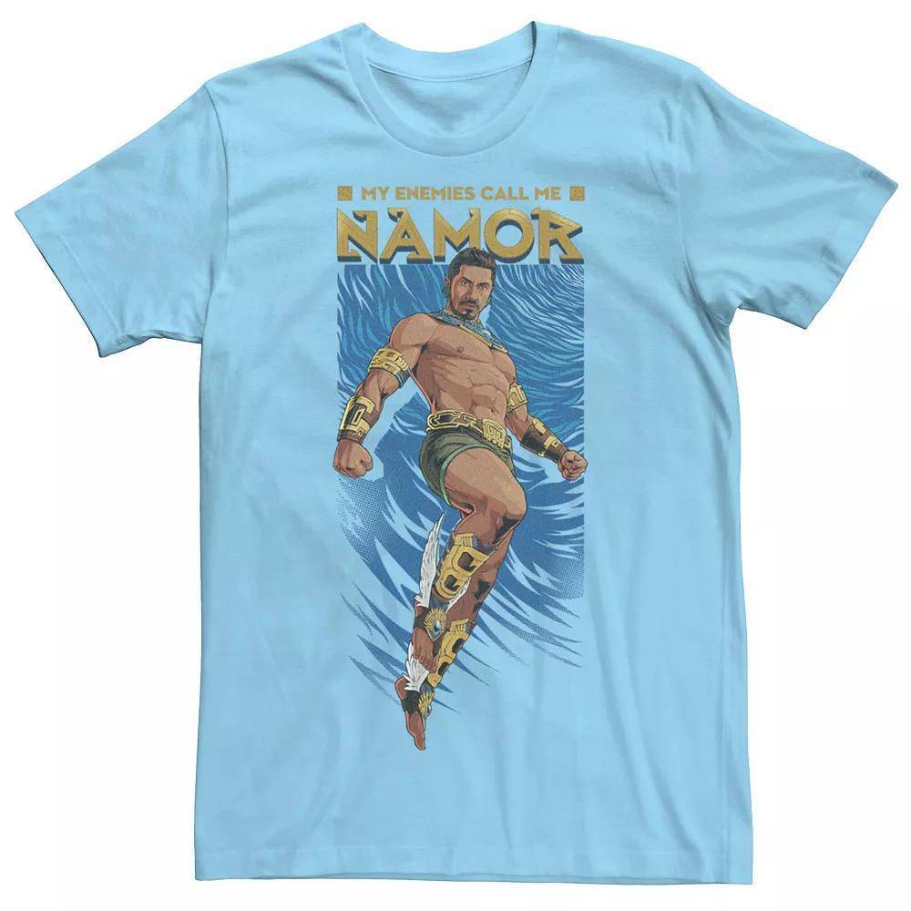 Men's Marvel Wakanda Forever My Enemies Call Me Namor Animated Portrait Tee, Size: Small, Light Blue Product Image