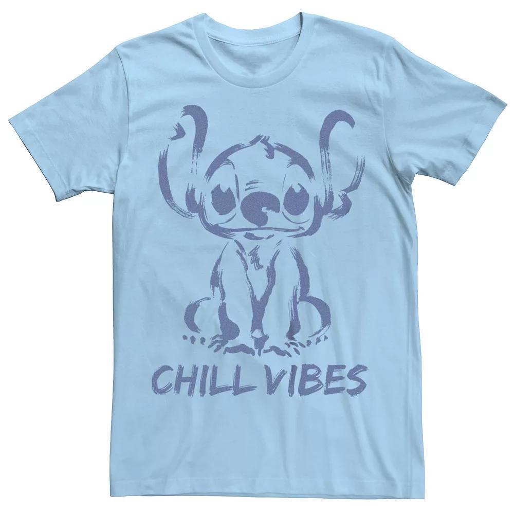 Disney's Lilo & Stitch Men's Chill Vibes Brush Tee, Size: Small, Light Blue Product Image