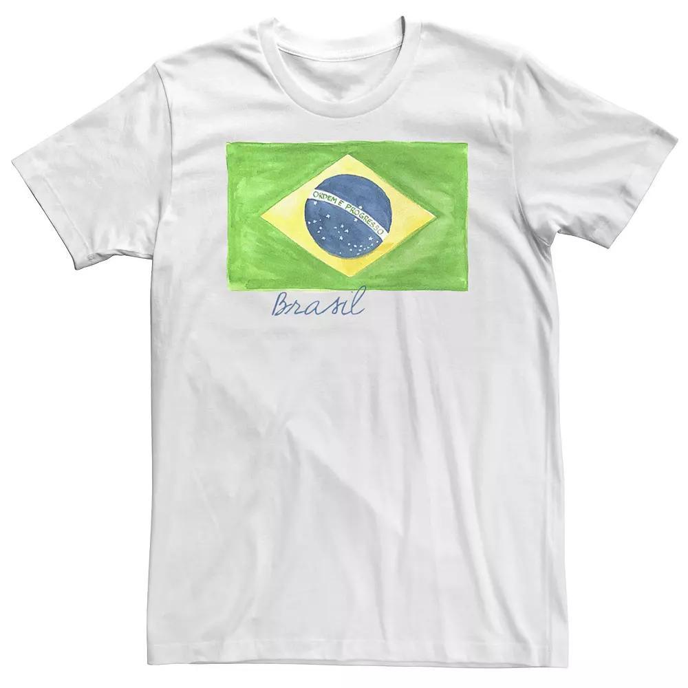 Big & Tall HHM Brasil Watercolor Flag Watercolor Tee, Men's, Size: 4XL Tall, White Product Image