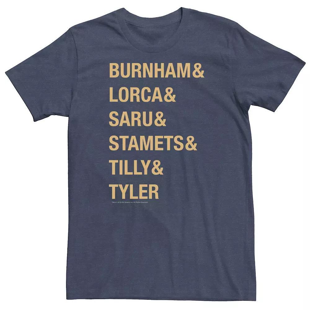 Big & Tall Star Trek Discovery Crew Gold Name Stack Tee, Men's, Size: 4XL, Navy Grey Product Image