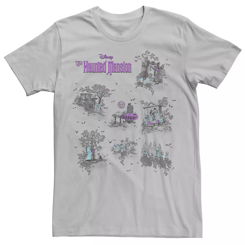 Mens The Haunted Mansion Map Graphic Tee Athletic Grey Product Image