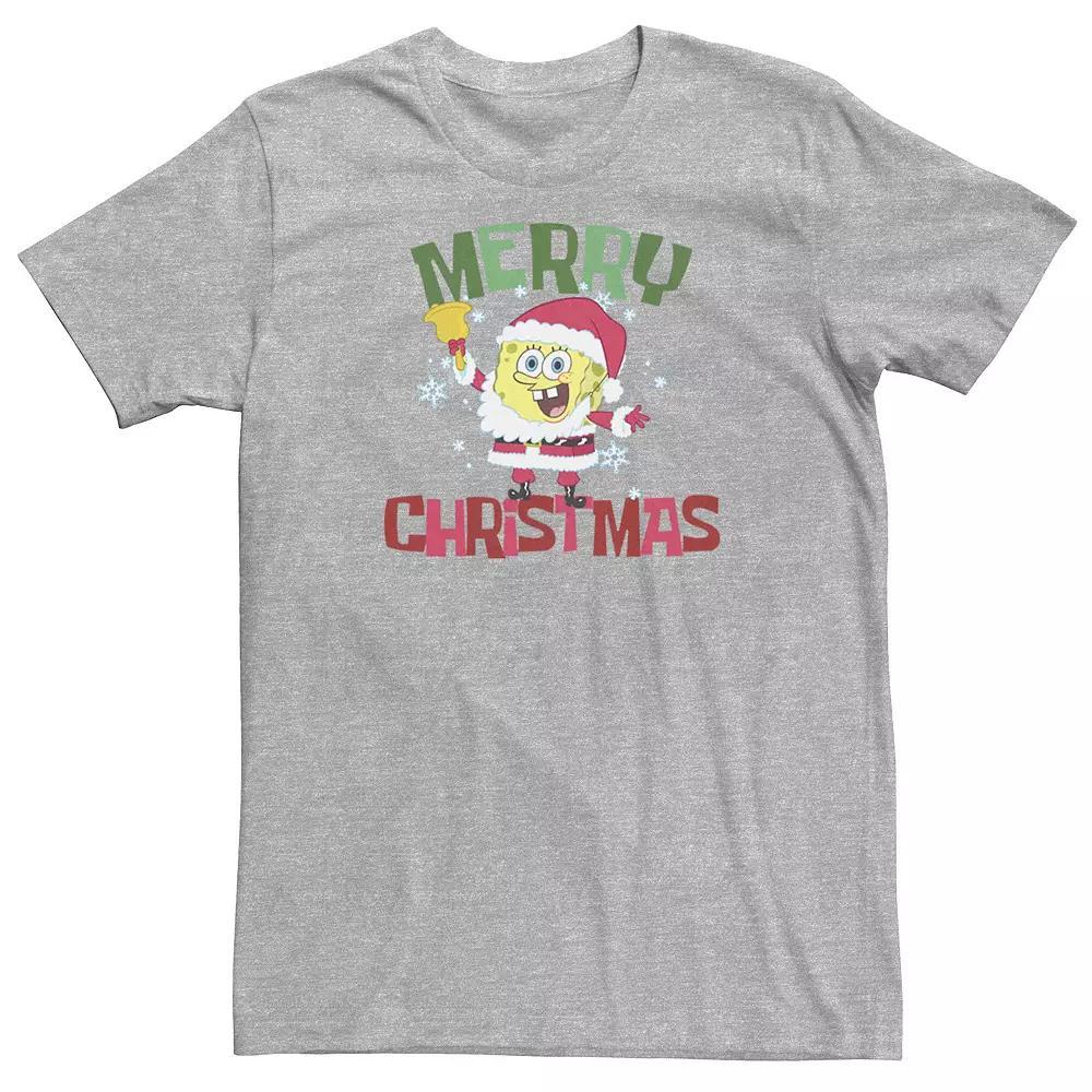 Big & Tall Nickelodeon SpongeBob SquarePants Santa Outfit "Merry Christmas" Tee, Men's, Size: 4XLT, Athletic Grey Product Image