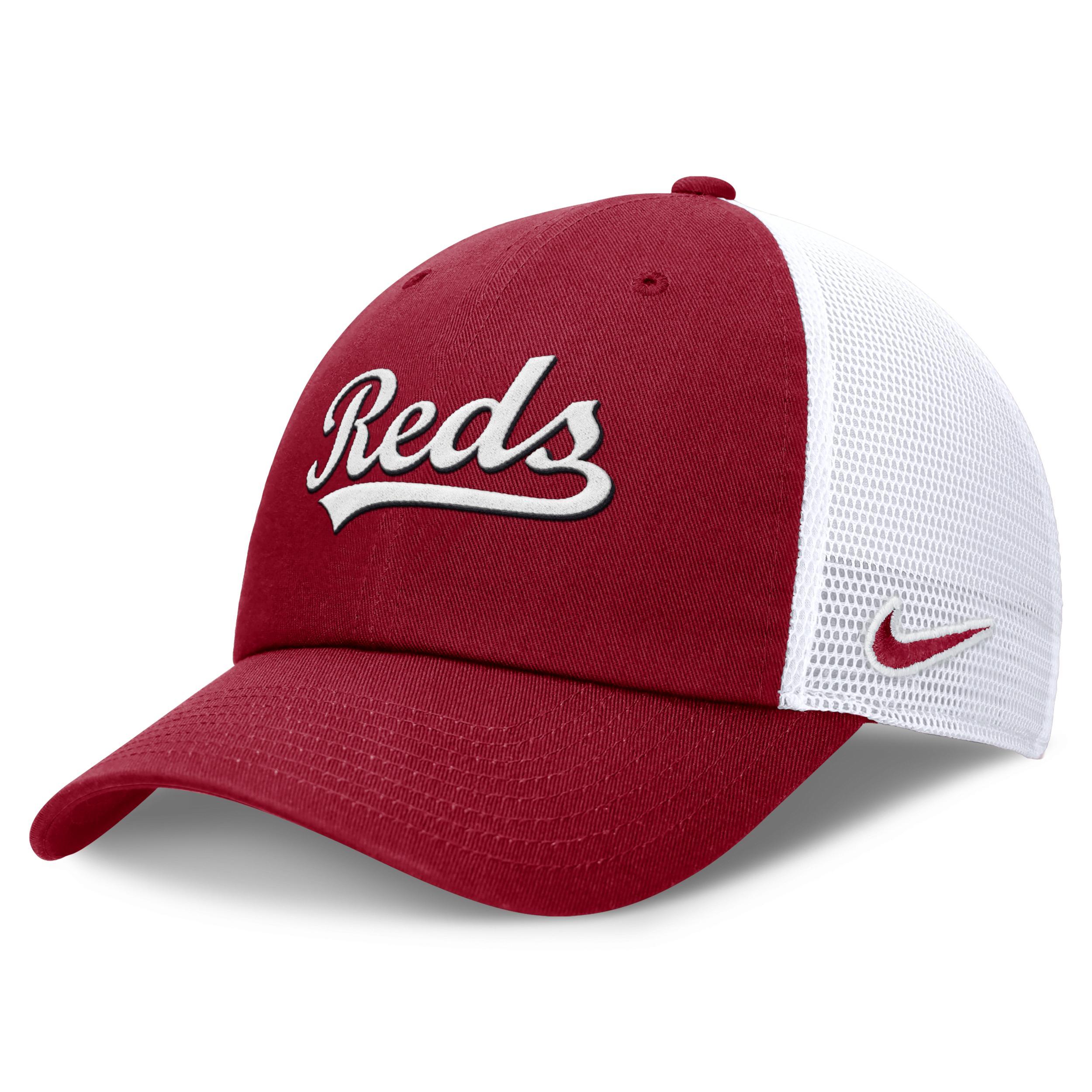 Mens Nike Red Cincinnati Reds Evergreen Wordmark Trucker Adjustable Hat Product Image