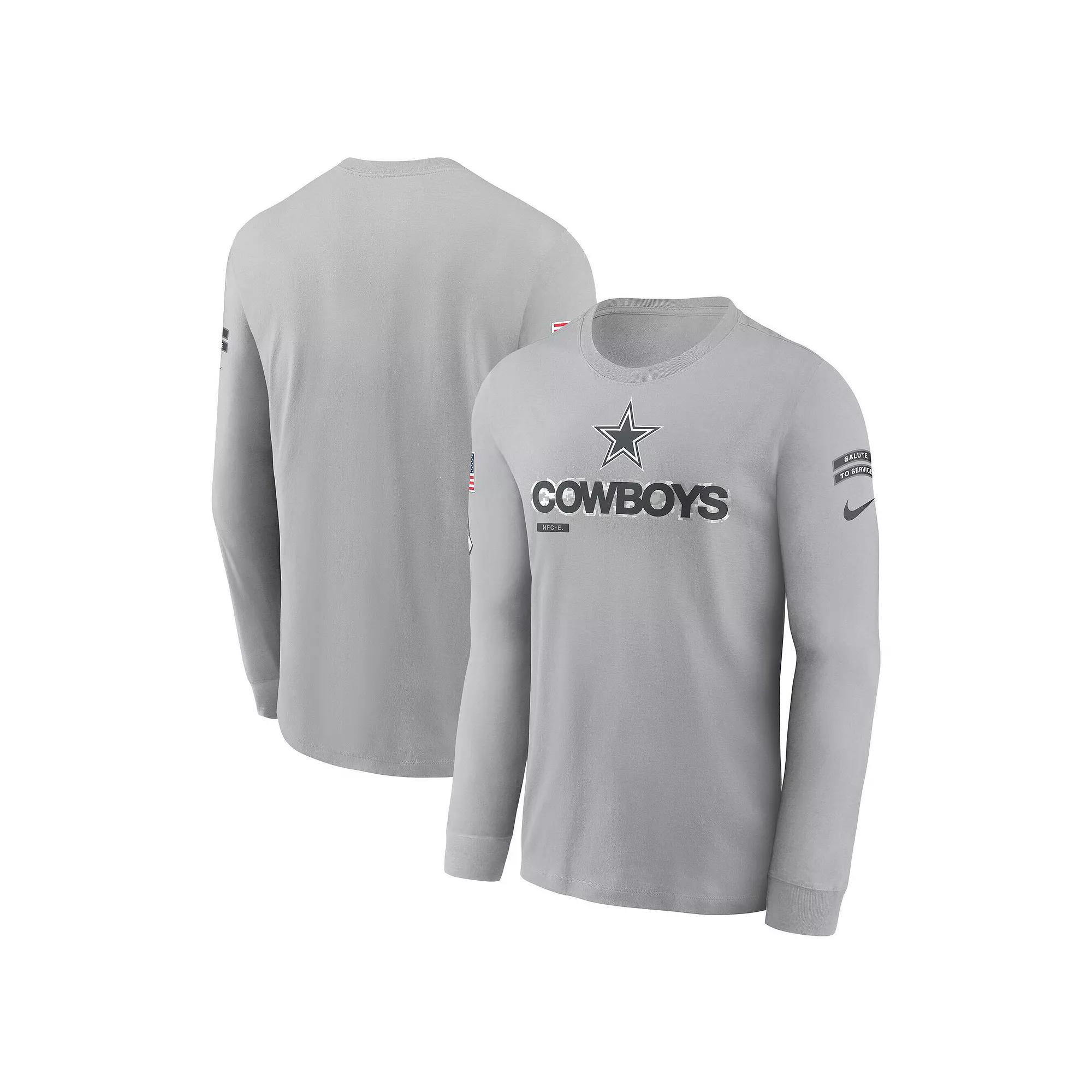 Men's Nike Gray Dallas Cowboys 2024 Salute To Service Long Sleeve T-Shirt, Size: 3XL, Grey Product Image