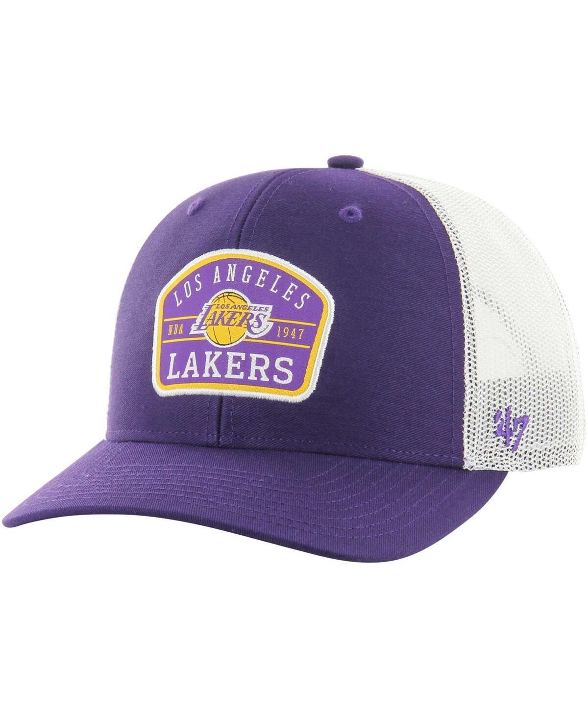 Men's '47 Purple Los Angeles Lakers Semi Patch Trucker Adjustable Hat Product Image