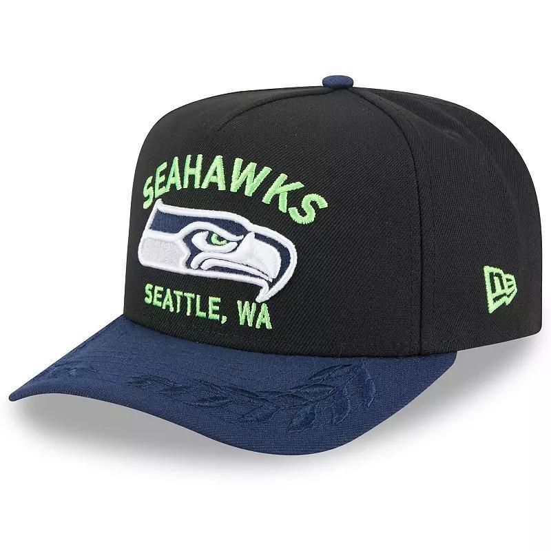 Men's New Era  Black/College Navy Seattle Seahawks 2025 NFL Draft A-Frame 9FIFTY Snapback Hat Product Image