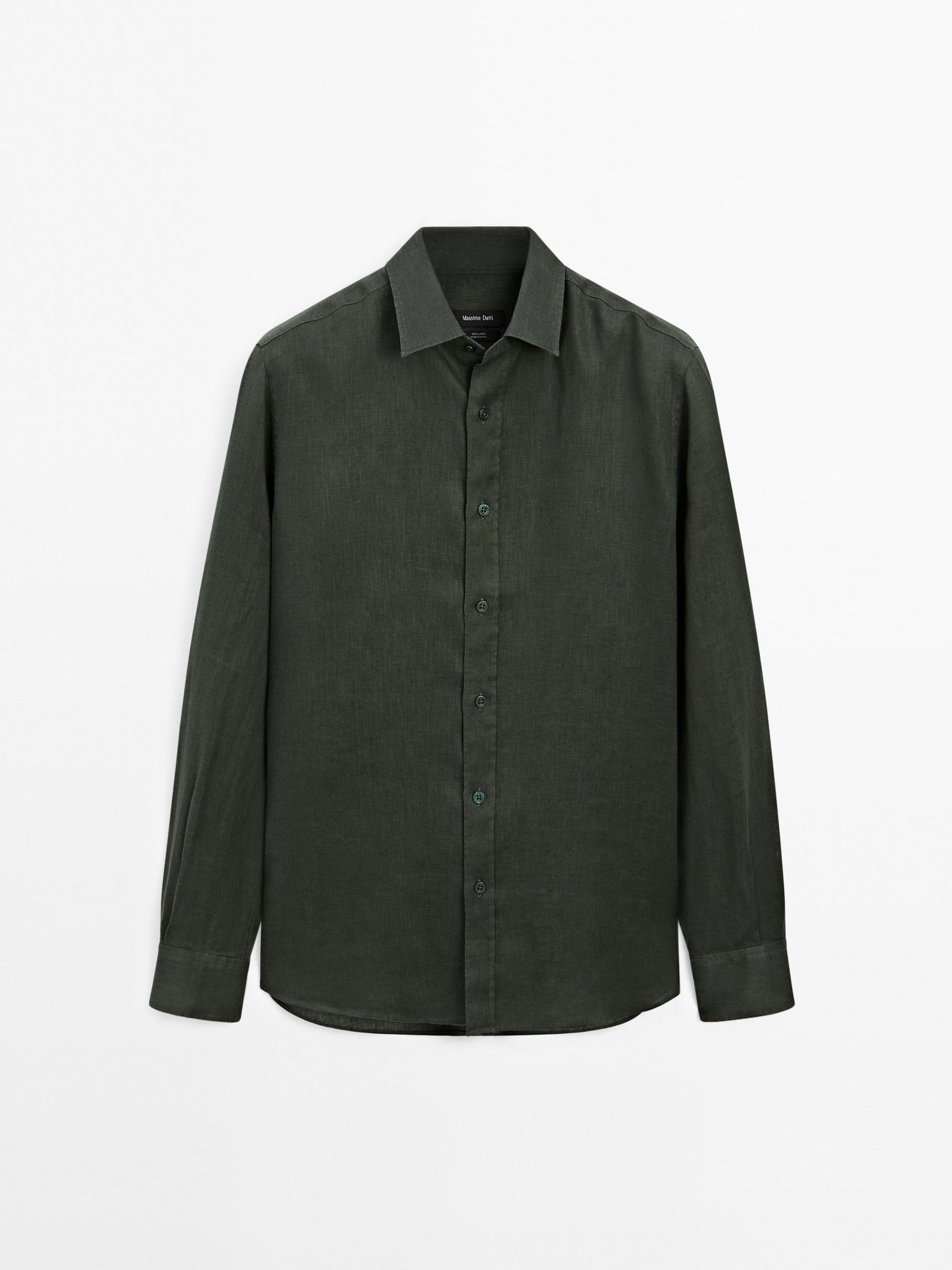 100% linen slim fit shirt Product Image