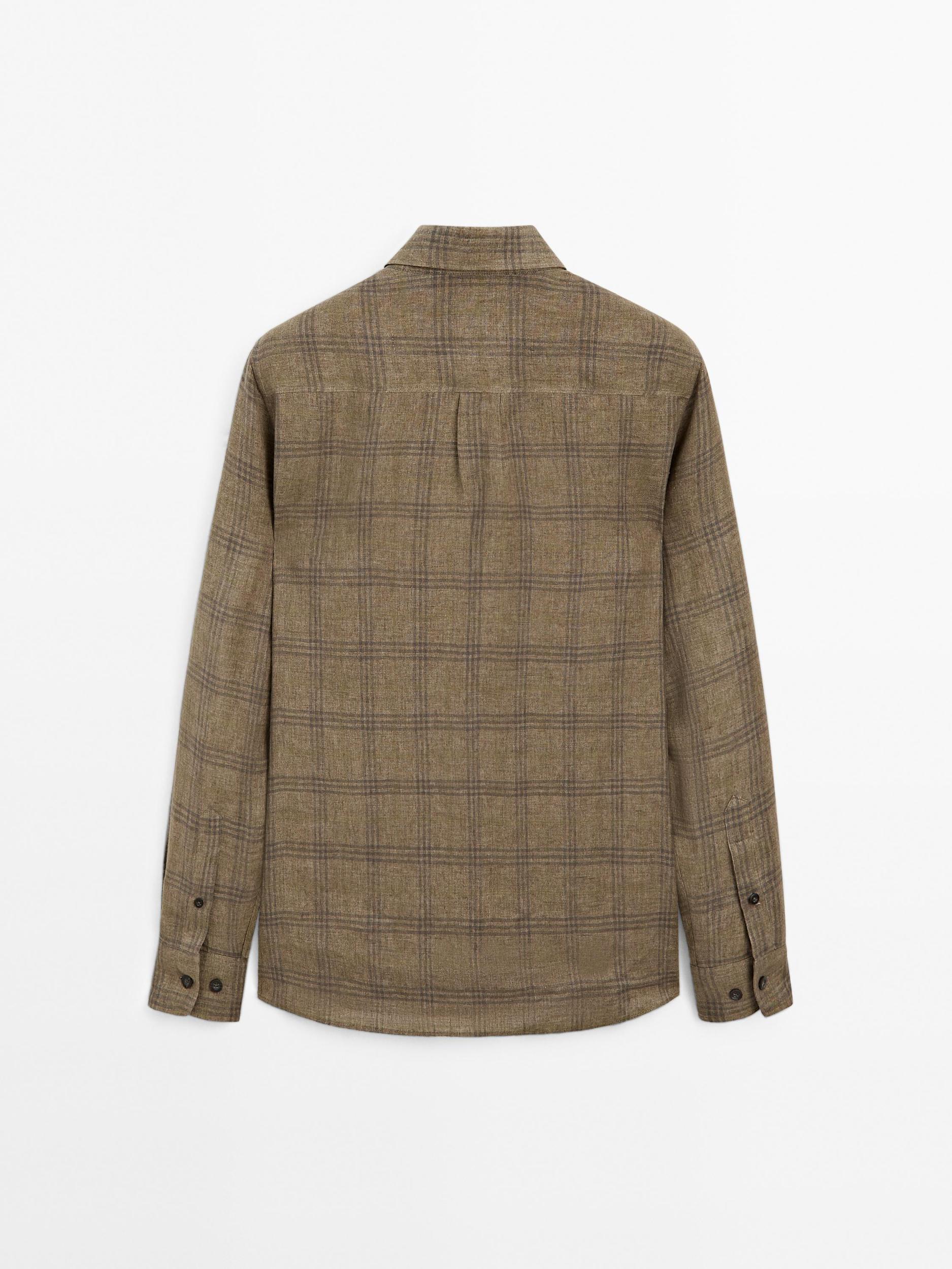 Regular fit linen check shirt Product Image
