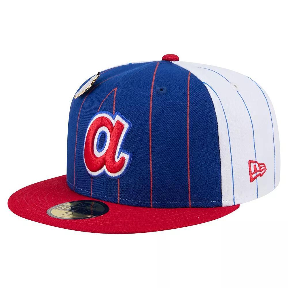 Men's New Era  Blue Atlanta Braves Pinstripe 59FIFTY Fitted Hat, Size: 8 Product Image