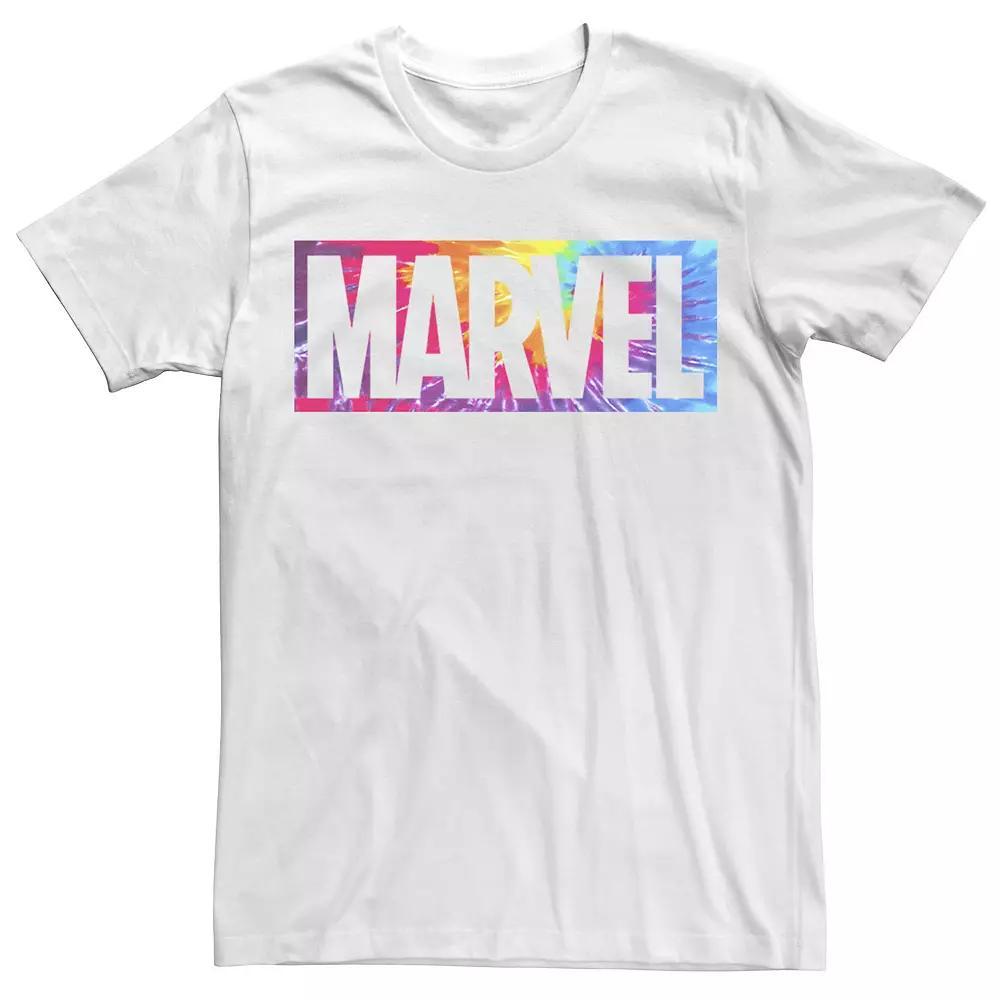 Big & Tall Marvel Tie Dye Box Logo Typo Tee, Men's, Size: 3XL, White Product Image