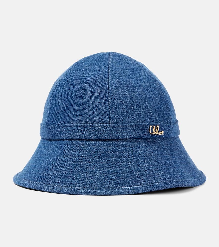 CHLOÉ Iconic Denim Bucket Hat In 422 Ocean Blue Product Image