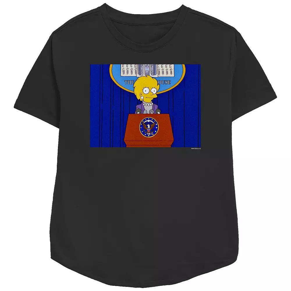 Women's The Simpsons Future President Lisa Relaxed Fit Graphic Tee, Girl's, Size: Medium, Black Product Image