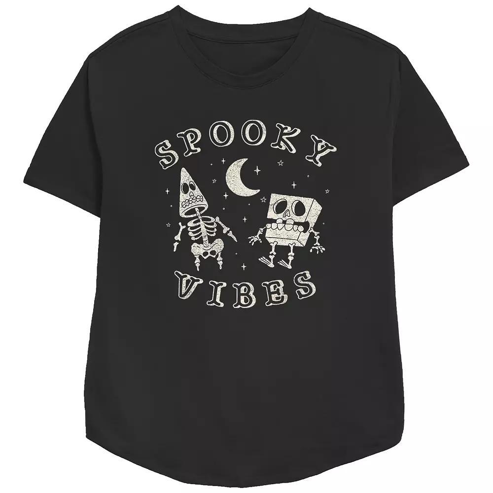 Women's Nickelodeon SpongeBob SquarePants And Patrick Spooky Vibes Relaxed Fit Graphic Tee, Size: Large, Black Product Image