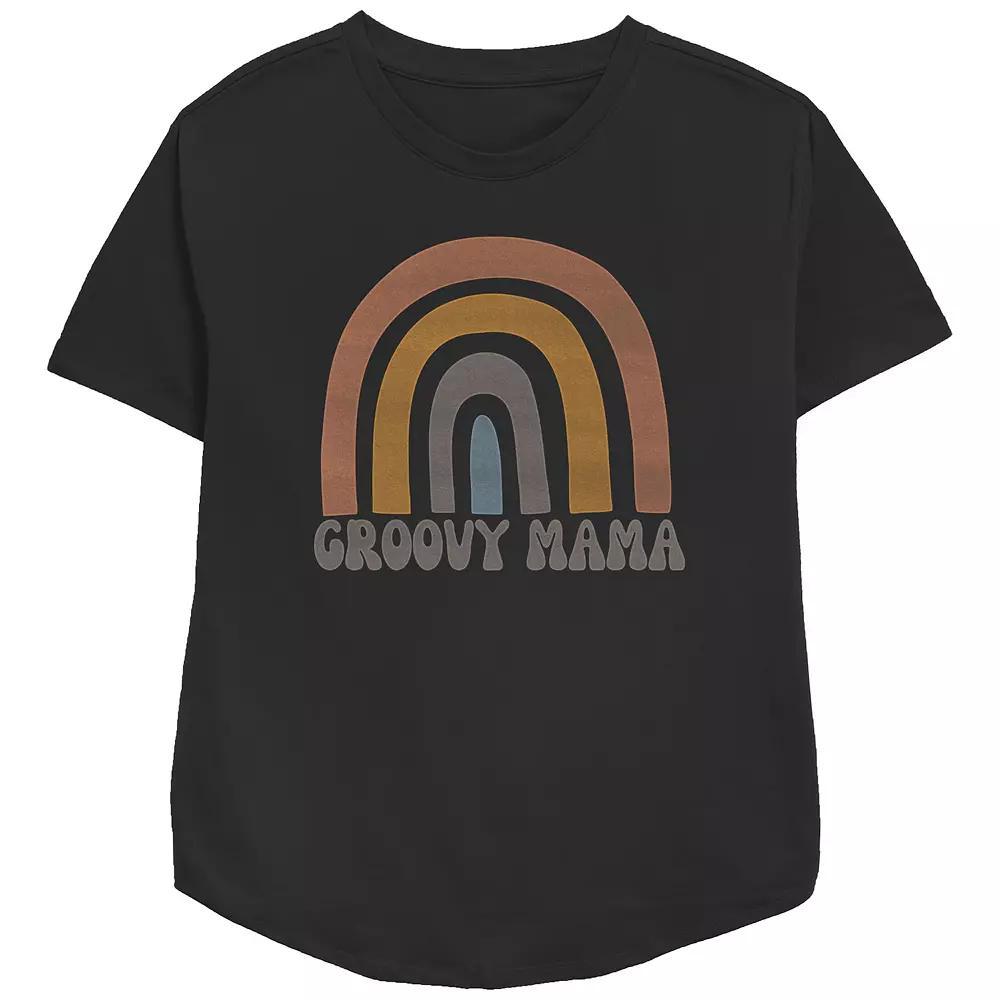 Women's Groovy Mama Relaxed Fit Graphic Tee, Size: Medium, Black Product Image